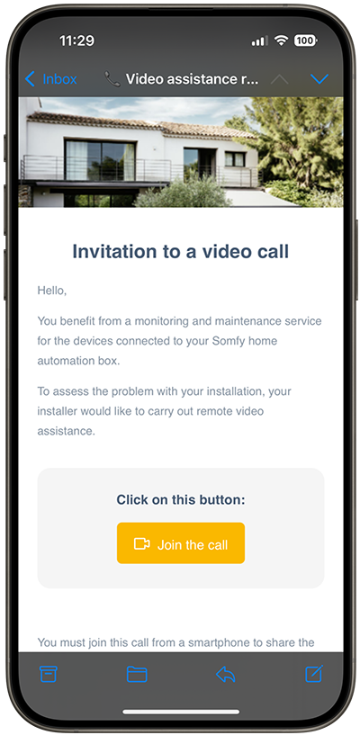 Video call invitation message.